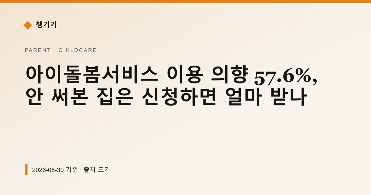 아이돌봄서비스 이용 의향 57.6%, 안 써본 집은 신청하면 얼마 받나 — 출산·양육 pricing comparison