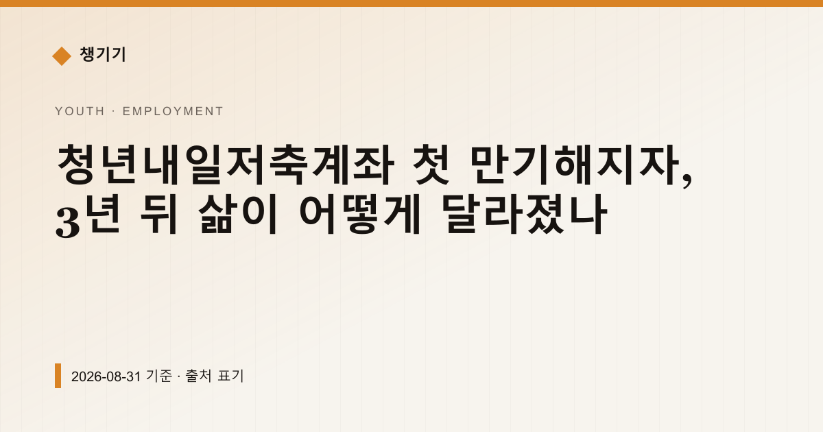 청년내일저축계좌 첫 만기, 3년 뒤 월소득 52만원 늘었다 — 취업·일자리 pricing comparison