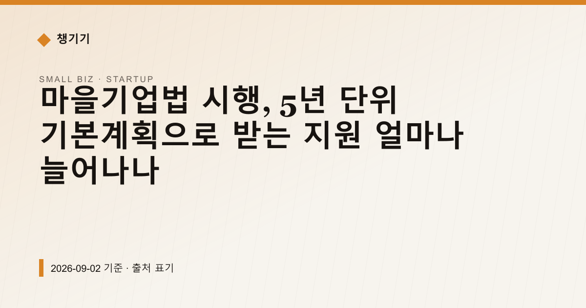 마을기업법 시행, 5년 단위 기본계획으로 받는 지원 얼마나 늘어나나 — 창업·사업자금 pricing comparison