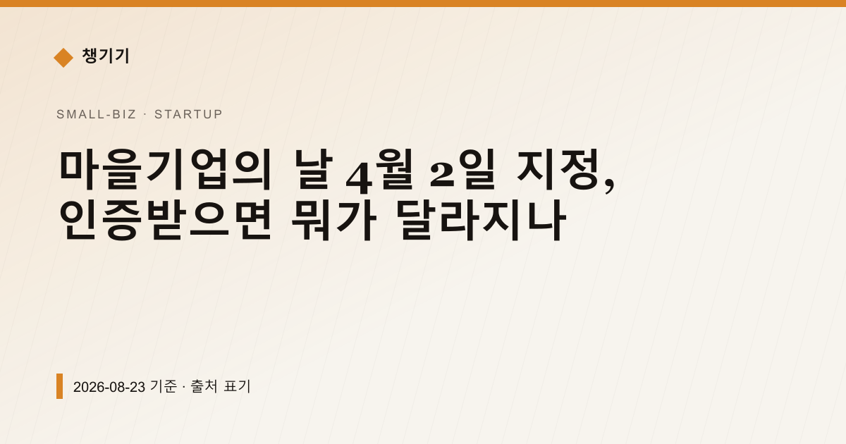 마을기업의 날 4월 2일 지정, 인증받으면 뭐가 달라지나 — 창업·사업자금 pricing comparison