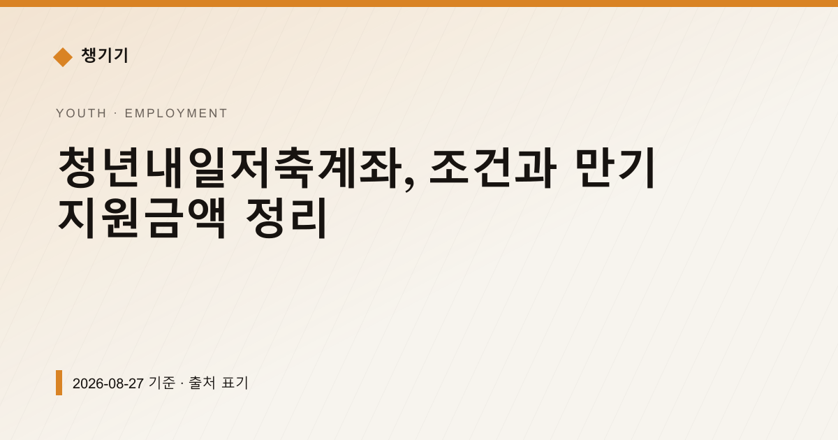 청년내일저축계좌, 조건과 만기 지원금액 정리 — 취업·일자리 pricing comparison